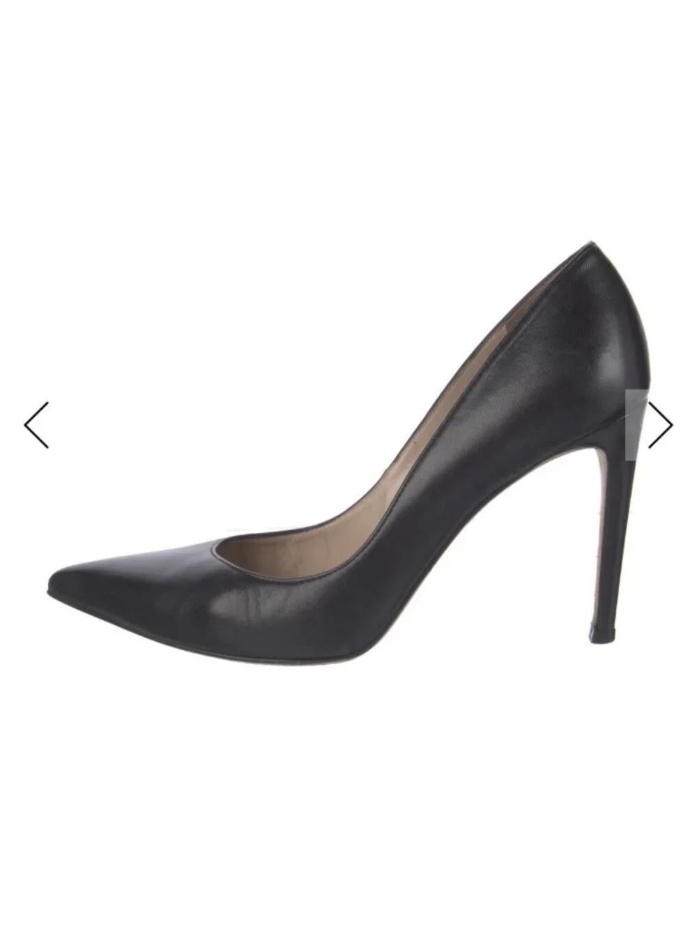 Stuart Weitzman Solid Black Genuine Leather Pointed Toe Stiletto Pumps Heels 7